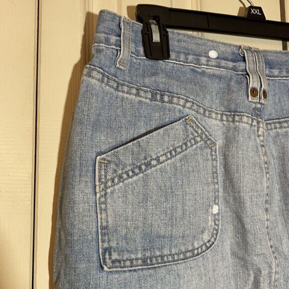 Calvin Klein Vintage Denim Skirt Distressed Dots 6 - Picture 7 of 12